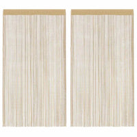Rideau Séparateur à Fils Beige, Lot de 2, 140 x 250 cm
