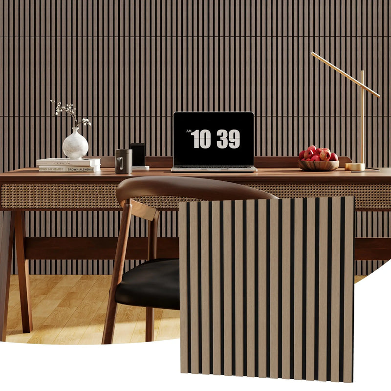 Panneau Acoustique Mural à Lattes Bois 60 x 60 cm, Lot de 6, 8 ou 10