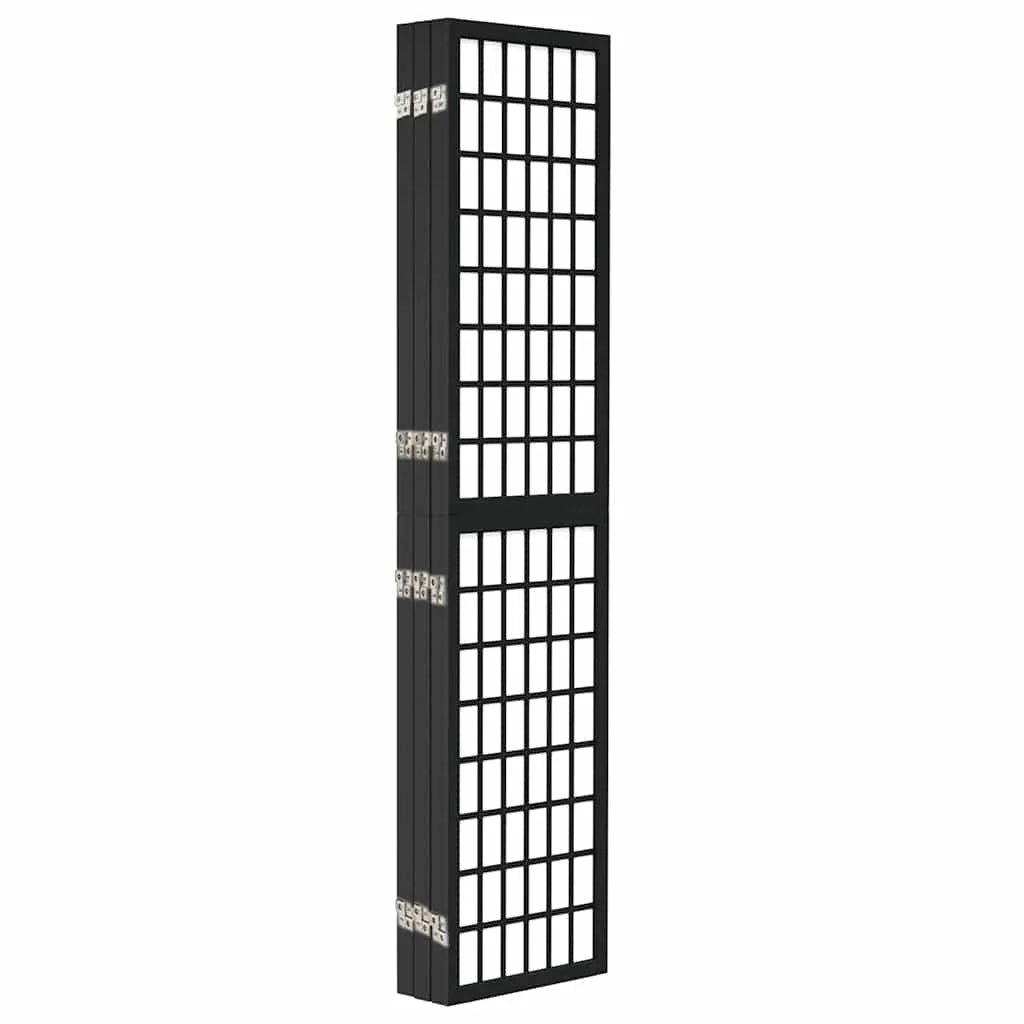 Paravent Japonais 6 Panneaux Shoji Papier de Riz Noir 240 x 170 cm