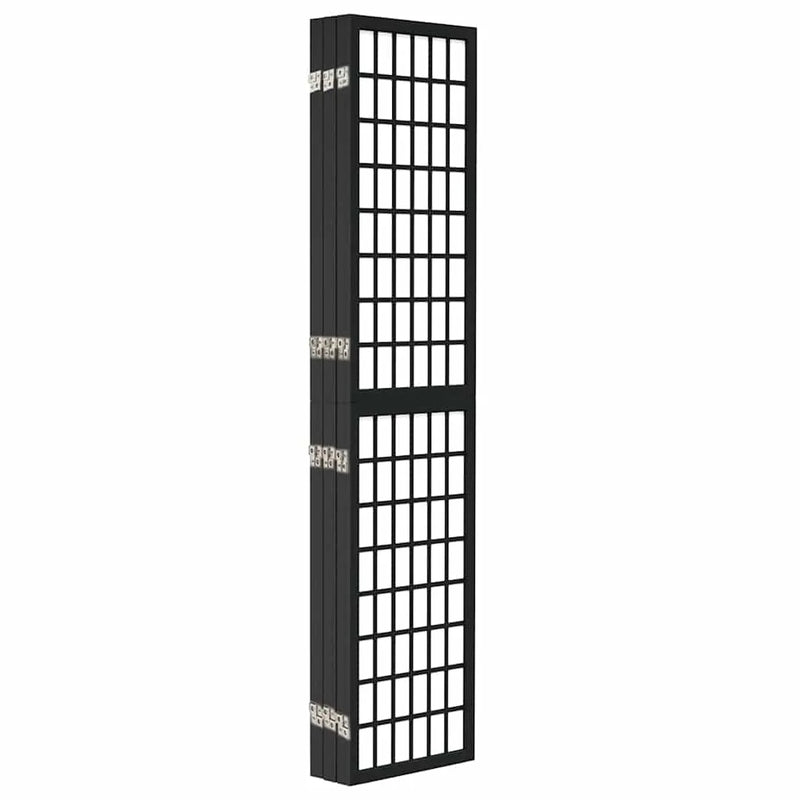Paravent Japonais 6 Panneaux Shoji Papier de Riz Noir 240 x 170 cm