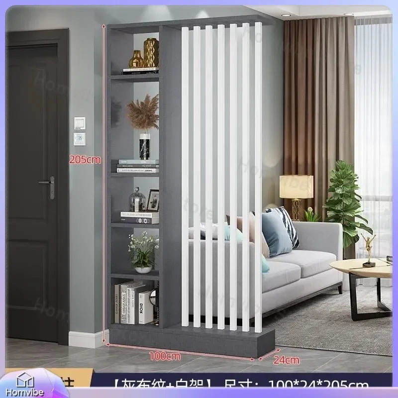 Étagère Séparatrice de Pièce à Lames Verticales Blanc Noir Gris 205 cm