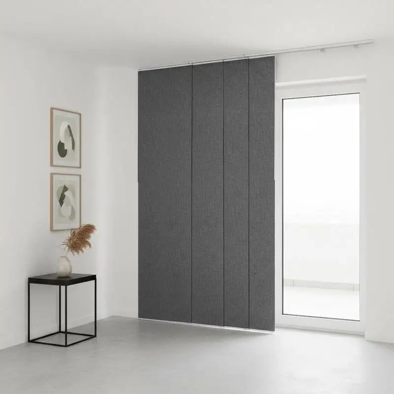 Panneaux Japonais Occultants Gris Foncé sur Rail Extensible, Hauteur 243 cm
