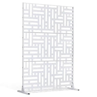 Paravent Extérieur Métal Blanc Motif Géométrique Autoportant 120 x 193 cm