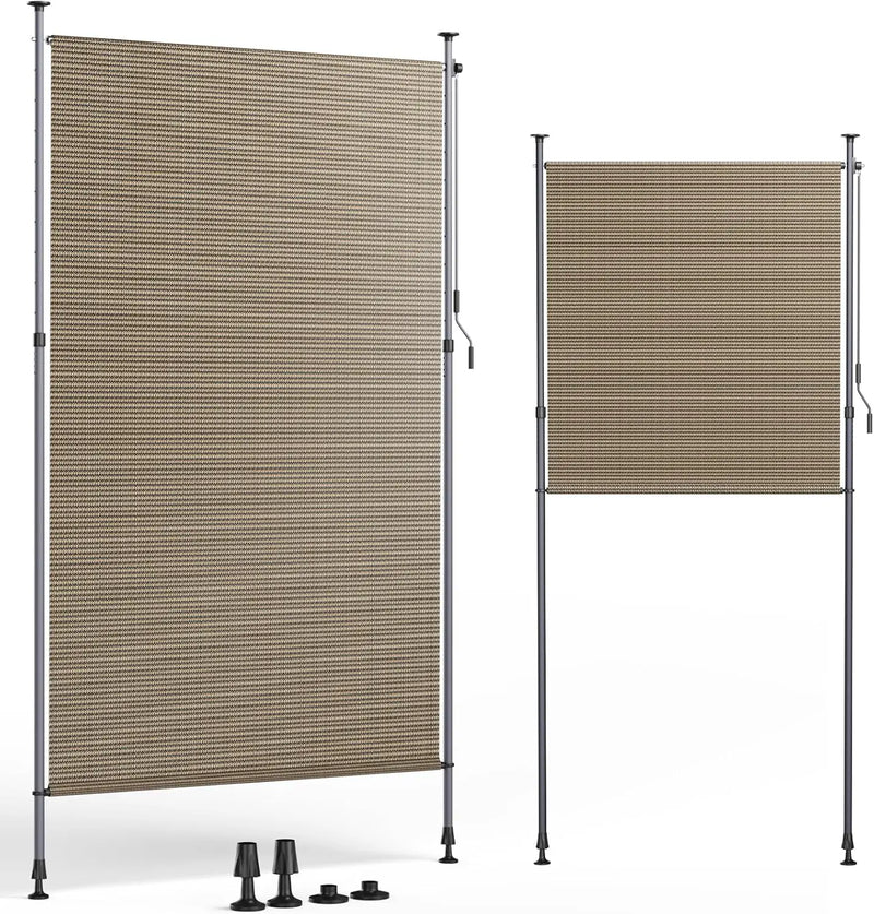 Paravent Rétractable Vertical HDPE Sans Perçage Gris ou Café 120 à 200 cm