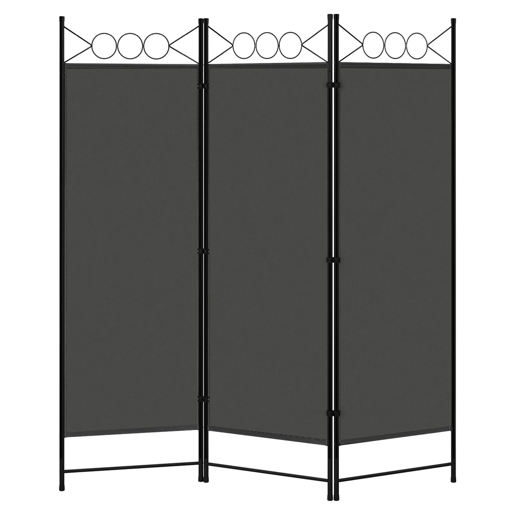 Paravent 3 ou 4 Panneaux Métal et Polyester Gris Foncé 172 cm