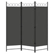 Paravent 3 ou 4 Panneaux Métal et Polyester Gris Foncé 172 cm