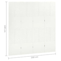 Paravent 4 Panneaux Acier Blanc Perforé 160 x 180 cm