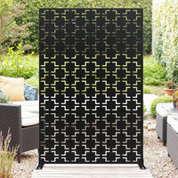 Paravent Extérieur Métal Noir Ajouré Motif Croix 122 x 198 cm